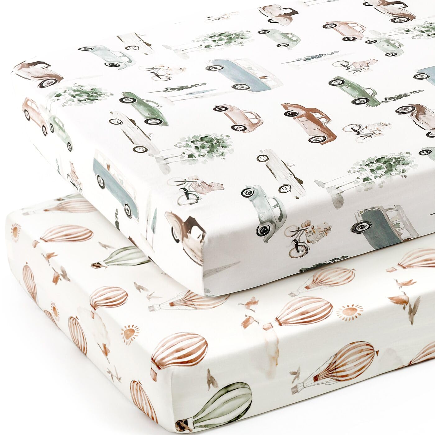 Juego de 2 sábanas bajeras elásticas de punto jersey ultra suaves para cuna, se adaptan a todos los colchones estándar de cuna, seguras y cómodas, sábana bajera ajustable para niños y niñas, elegantes