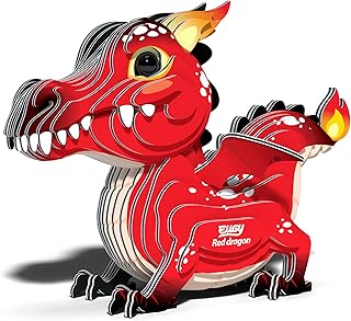 Eugy Red Dragon 3D Puzzle, 24 Piece Eco-Friendly Educational Toy Puzzles for Boys, Girls & Kids Ages 6+