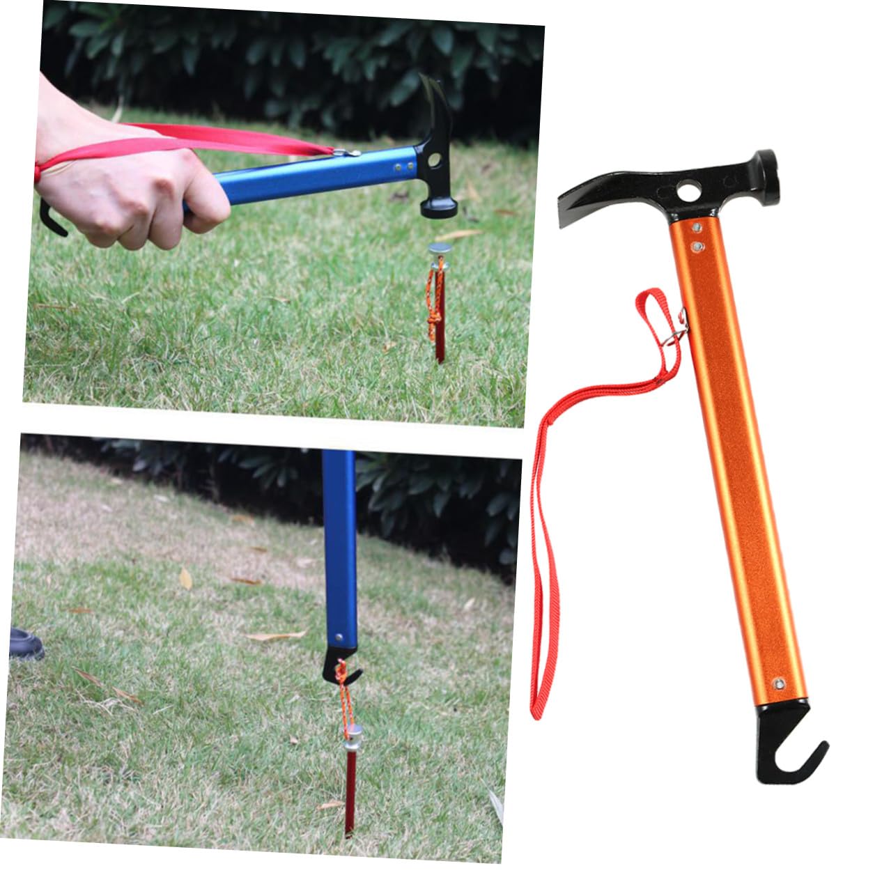 TOYANDONA para Piquetas de Tienda de Campaña de Aleación de Aluminio Naranja Herramienta Multifunción para Acampada Resistente y Fácil de Transportar