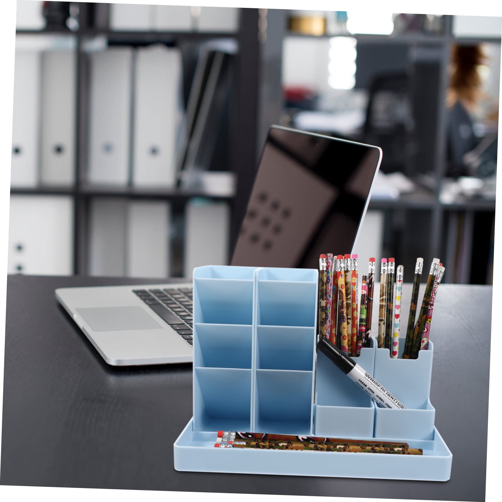 Homoyoyo Caja Porta Lápices Vertical Organizador de Bolígrafos de ABS Compartimentos para Accesorios de Escritorio Oficina