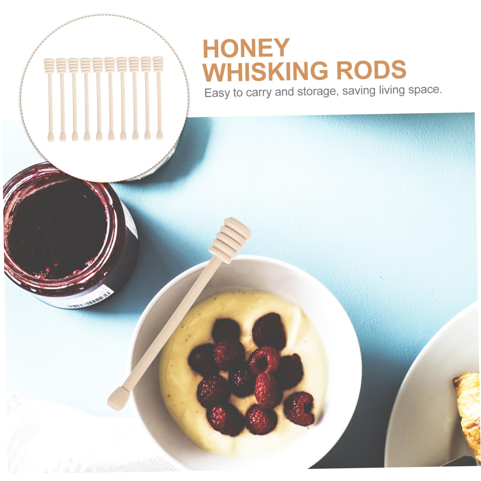 Garneck 10pcs Honey Stirrer Housewarming Housewarming Honey Dipper Honey Drizzling Tool Jam Coffee Syrups Honey Stirring Spoon Simple Honey Stick Honey Wand Supply re-usable