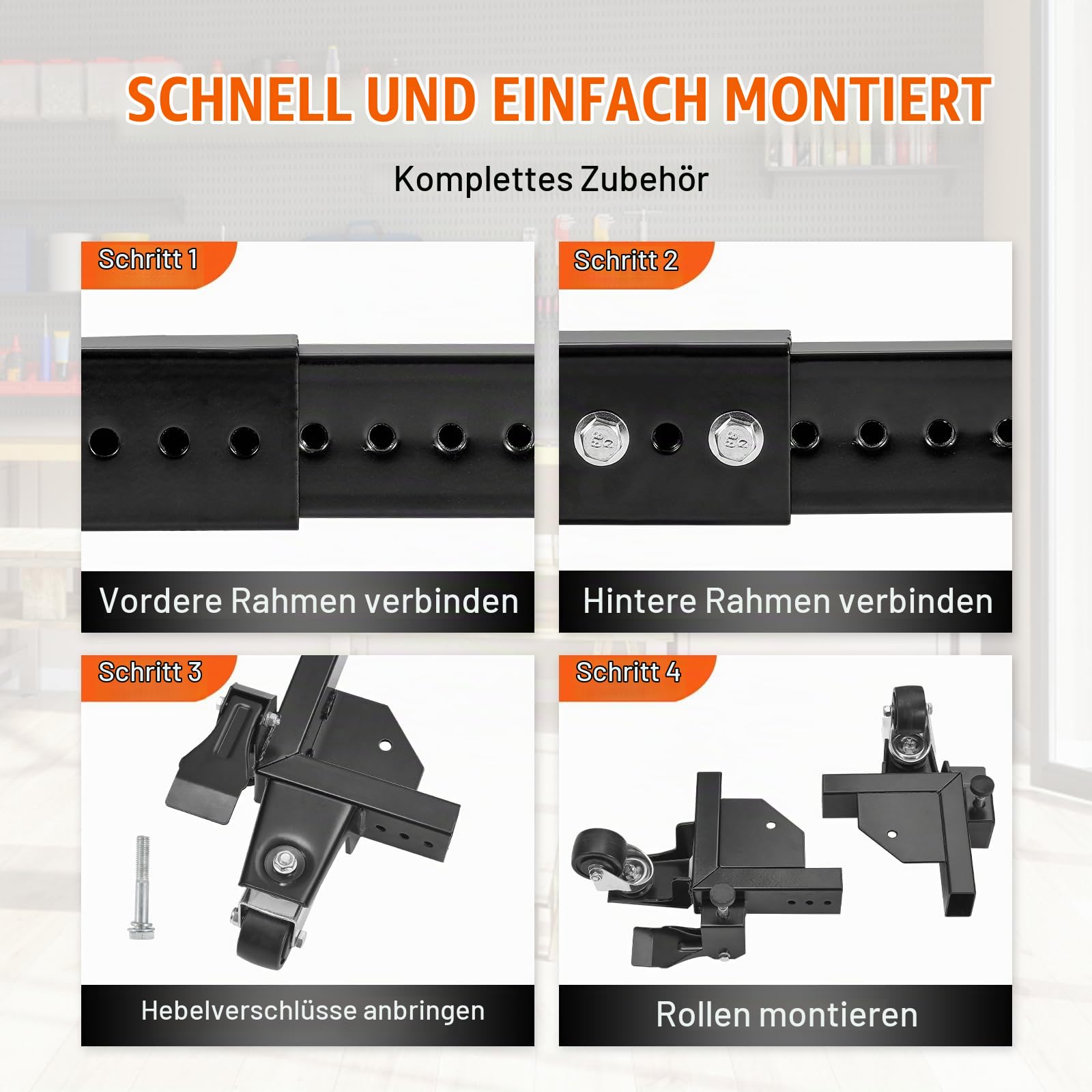 VEVOR Mobiler Sockel, 680,3 kg Kapazität, einstellbar von 508 x 622,3 mm bis 711 x 850 mm, universelle mobile Basis mit 4 Lenkrädern, für Holzbearbeitungsgeräte, Bandsäge, Elektrowerkzeug, Maschine