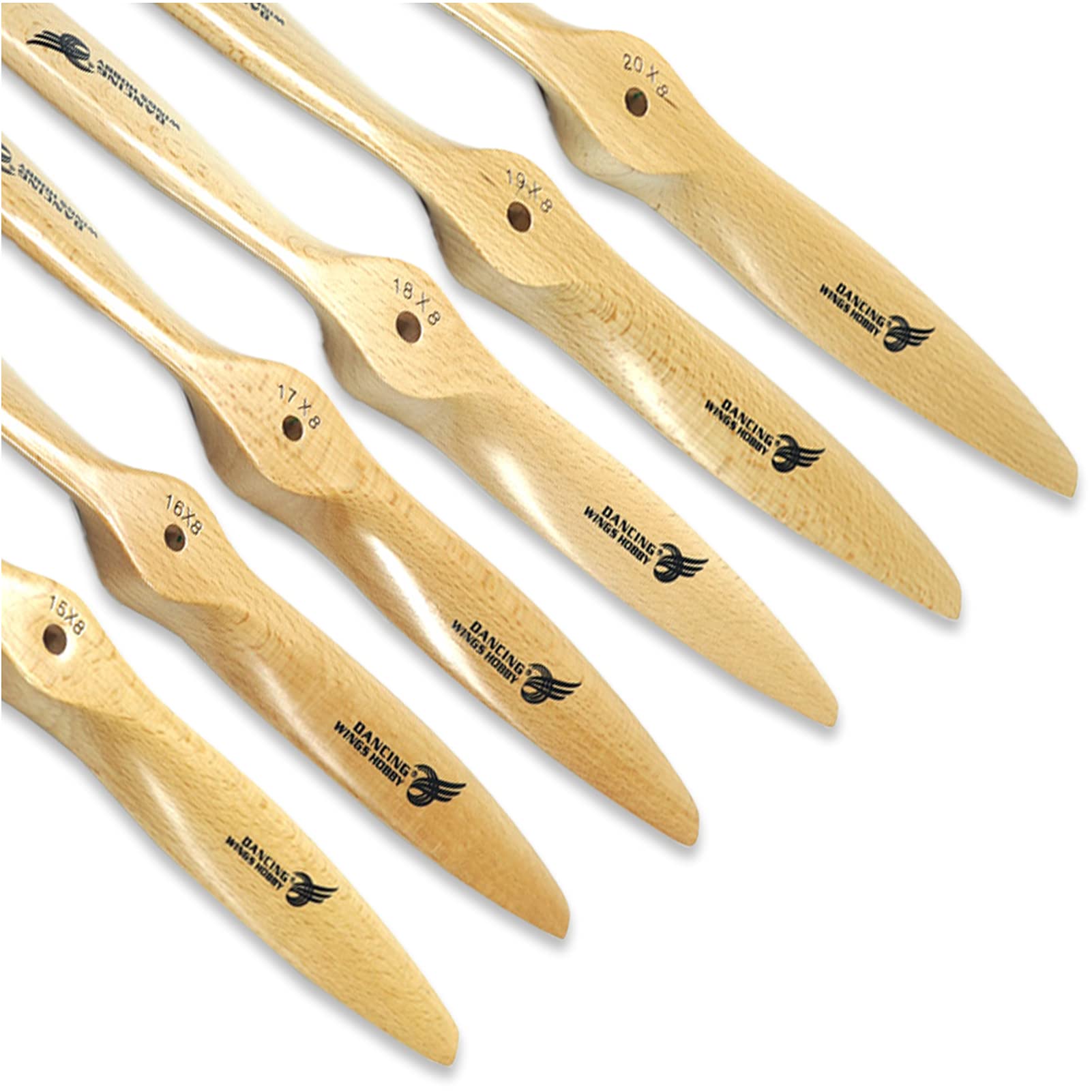 Dancing Wings Hobby Hélice en bois de hêtre pour avion RC avec moteurs nitro et essence, 45,7 cm CCW