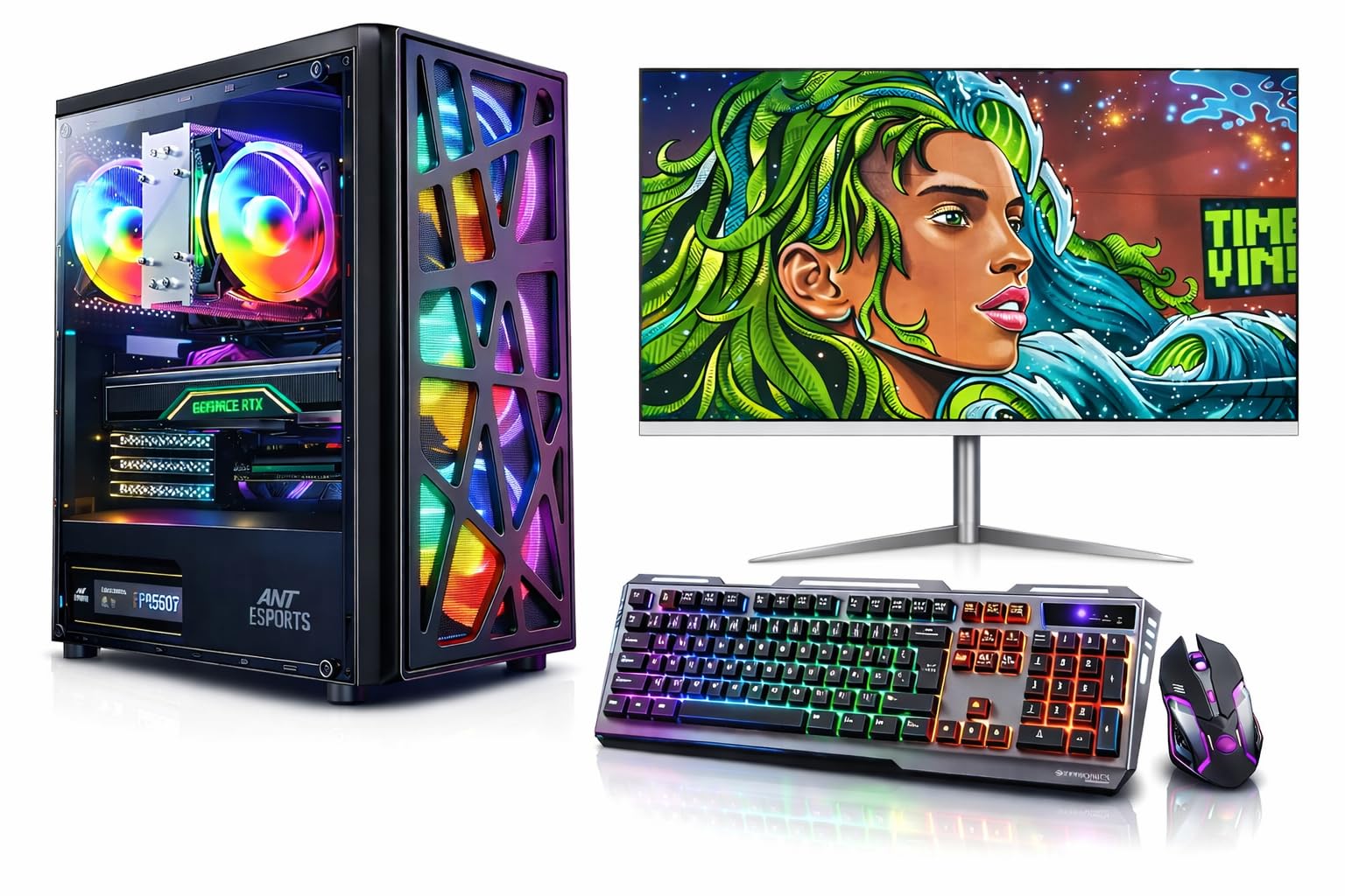 Gaming Desktop PC | Core i7 3770 Processor | 16GB RAM | 512GB SSD | GT 730 4GB DDR5 Gaming Graphics | RGB 4 Fan Cabinet | 22 Inch LED Monitor | RGB Keyboard Mouse | WiFi | Windows 10 Pro