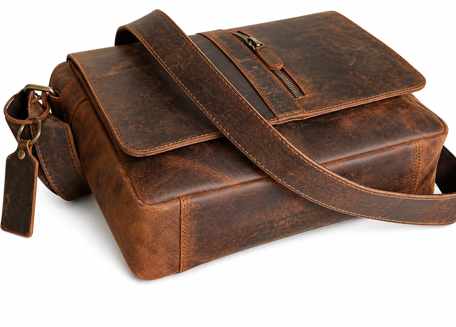 american blue Bolso bandolera de cuero genuino para hombre, bolso de mensajero, bolso de negocios, pequeño bolsillo lateral, bolso cruzado