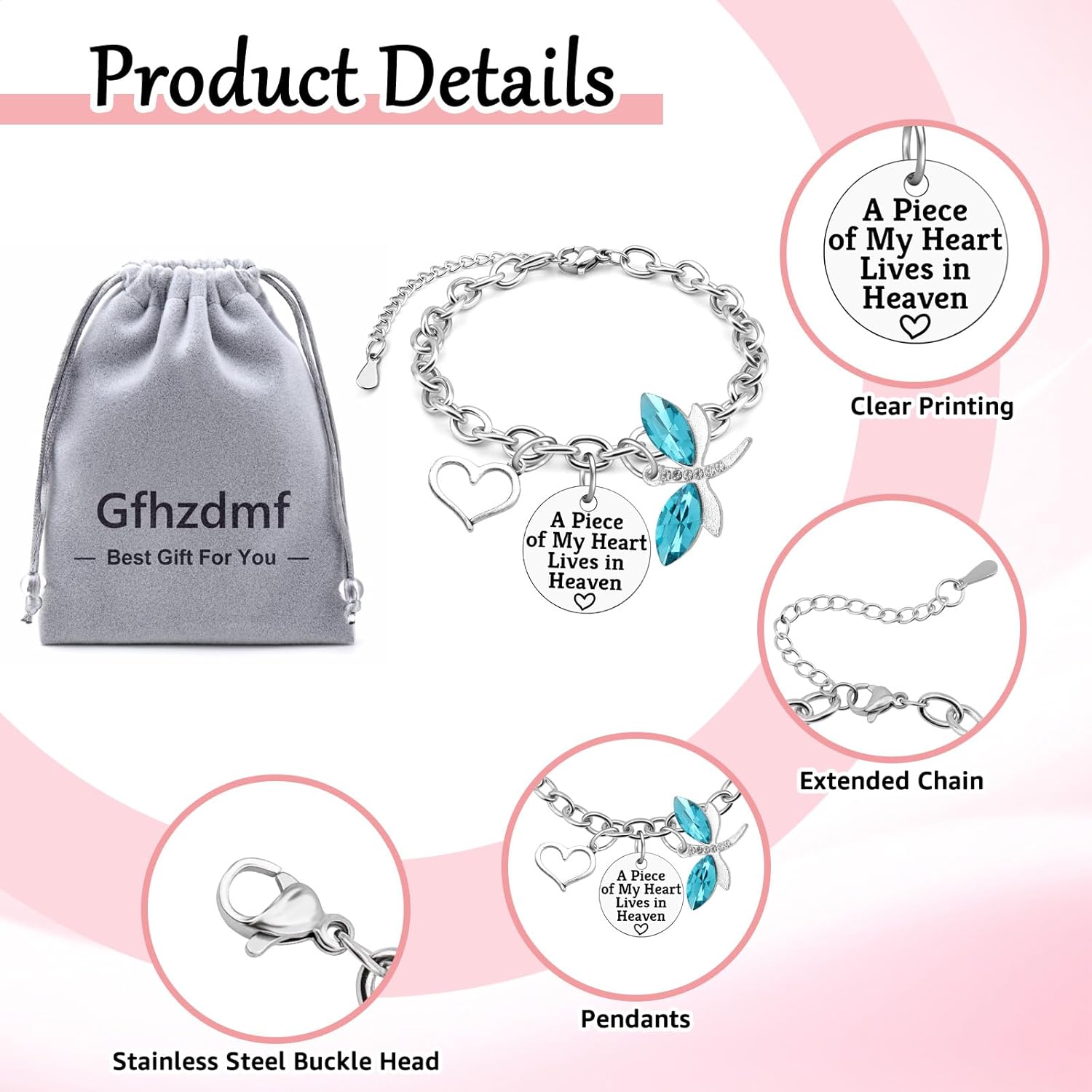 Memorial Gifts for Loss of Loved Stainless Bracelet In Memory of Loved Bereavement Condolences Grief Gift for Loss of Mom Husband Son Daughter Dog Remembrance Gifts Ideas Silver Chain Bracelet - Image 5