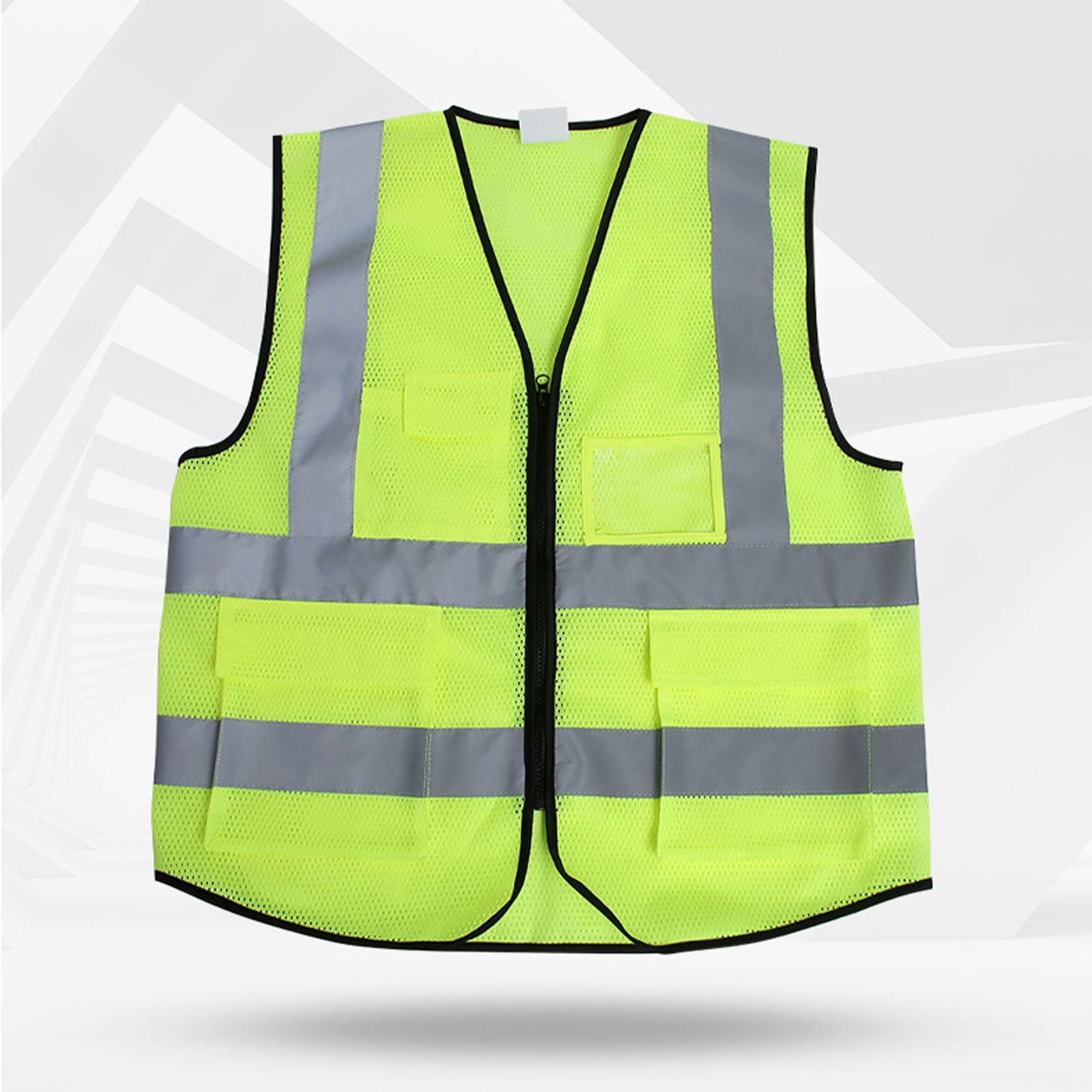 Chaleco de seguridad de malla de alta visibilidad for hombre y mujer, con múltiples bolsillos y cremallera frontal, reflectante. chaleco reflectante