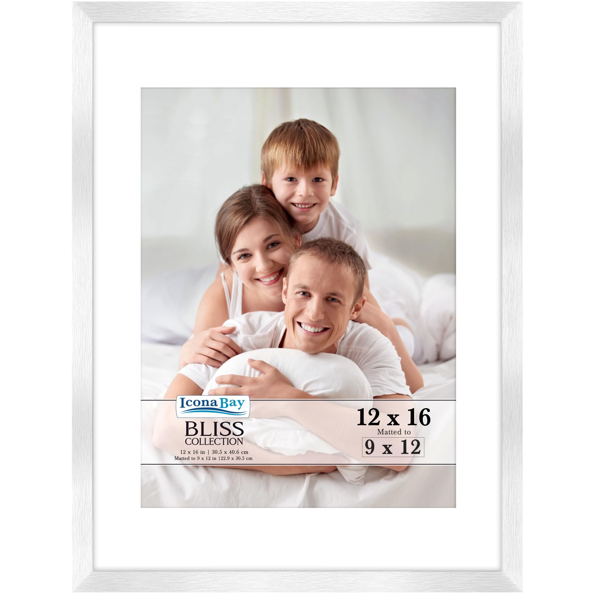 Icona Bay Bliss Collection Picture Frame, 30.5 x 40.6 cm, with Removable Mat for 22.9 x 30.5 cm Photos, Modern Style, Wood Composite Frame, Wall Mount Only, Silver โ image 1