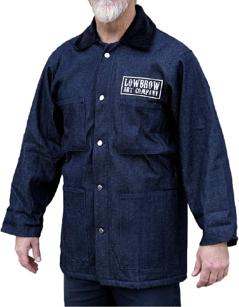 Men's Lowbrow Art Co Prison Yard Work Shop Long Denim Jacket Coat