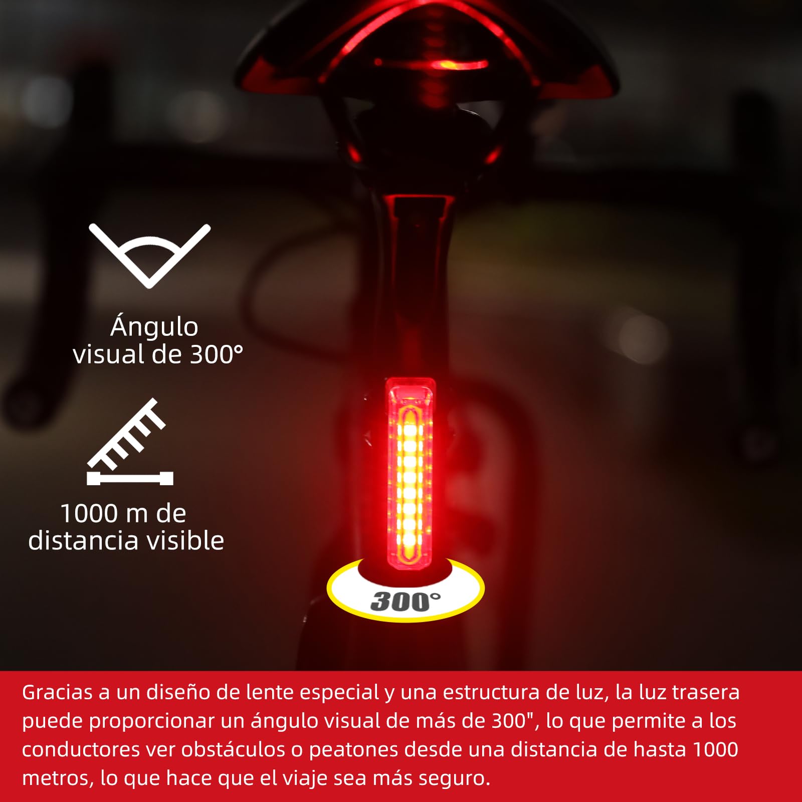 Gaciron Feu Arrière Vélo W16C – 30 Lumens – USB-C Rechargeable – Fixation Magnétique – 5 Modes – Étanche IPX7 – Sécurité Nuit