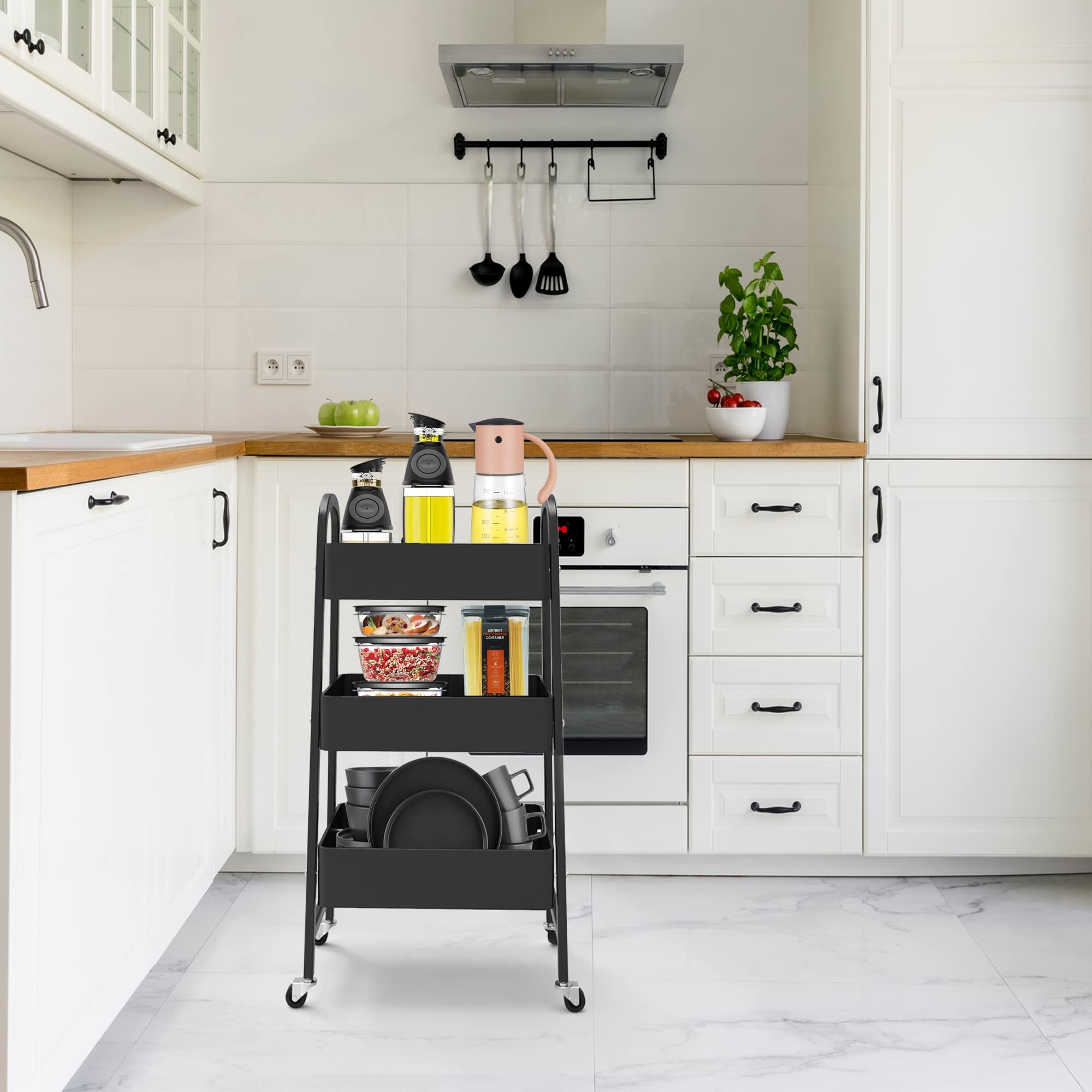 Buy 3 Tier Rolling Cart, Metal Ultility Cart with Extra Large Lockable