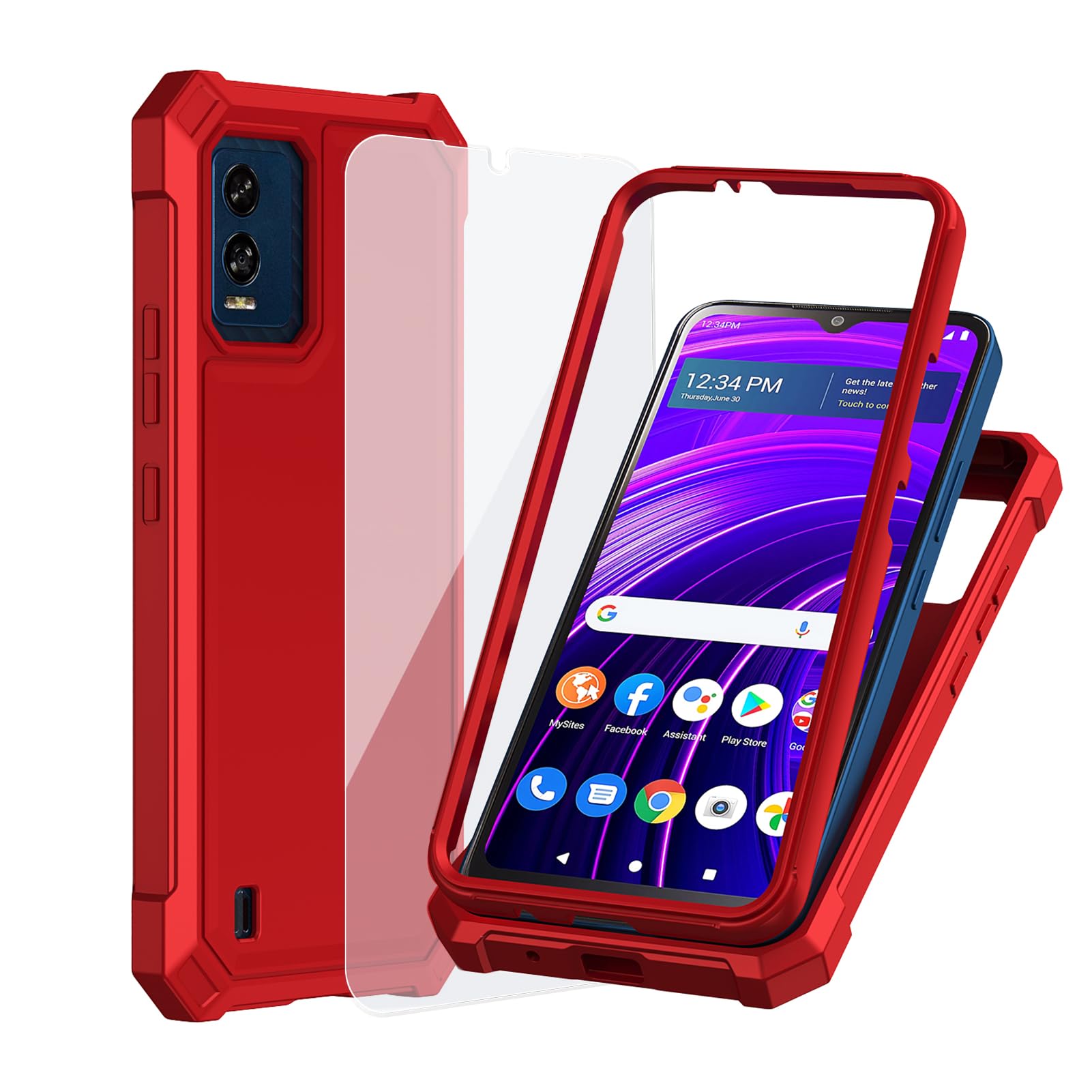 Ailiber for BLU View Speed 5G B1550VL Phone Case with Screen Protector, Dual Layer Structure Protection, Shockproof Corners TPU Bumper, Heavy Duty