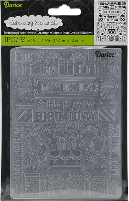 Darice Embossing Folder 4.25 x 5.75-inch-Birthday Collage, 4.25 x 5.75