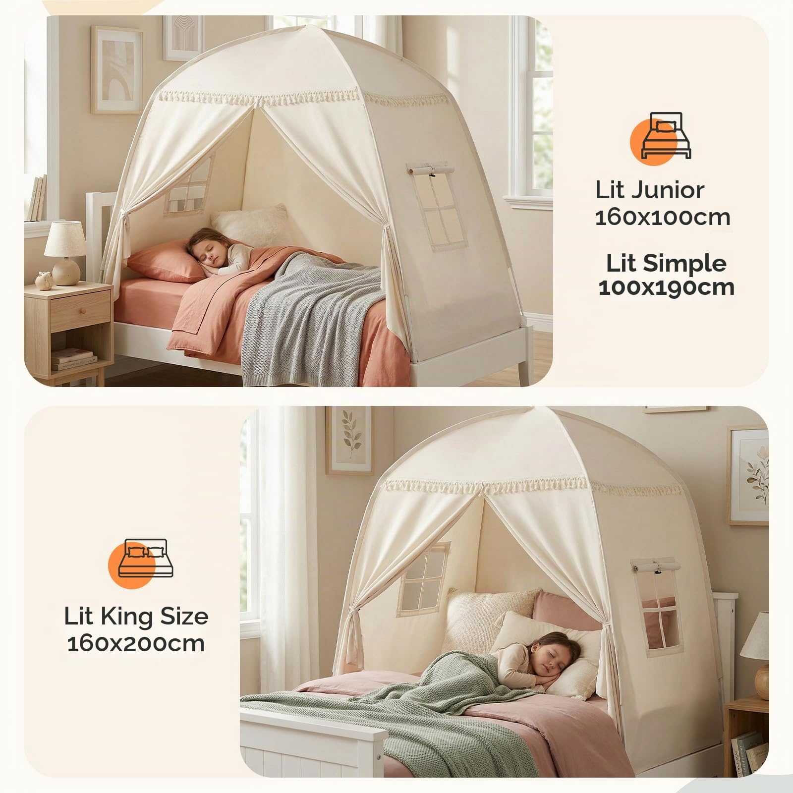 Grande Tente Tipi pour Enfants : Tente pour Enfants Garçons et Filles Maison de Jeu Intérieure Auvent Lit pour Salle de Jeux Cadeau Jouet (Crème)