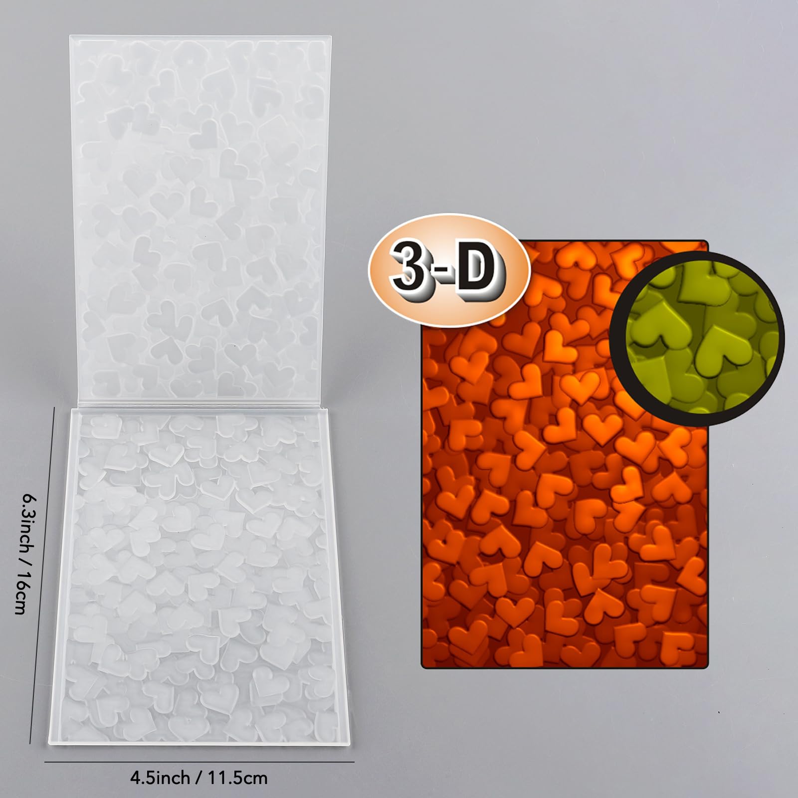 3D Texture Fades Embossing Folder,Hearts Plastic Embossing Folders Template for for Card Making Scrapbooking and Other Paper Crafts,Scrapbooking Paper Craft Album Stamps DIY Decor - Image 2