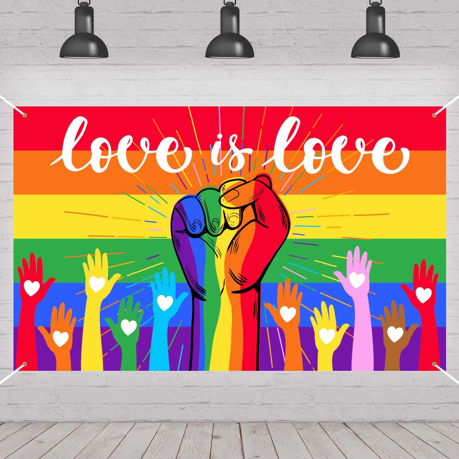 Love Is Love Backdrop Rainbow Gay Pride Decoration Photography Happy Pride Wall Hanging LGBT Decoration Decorations Favors and Supplies