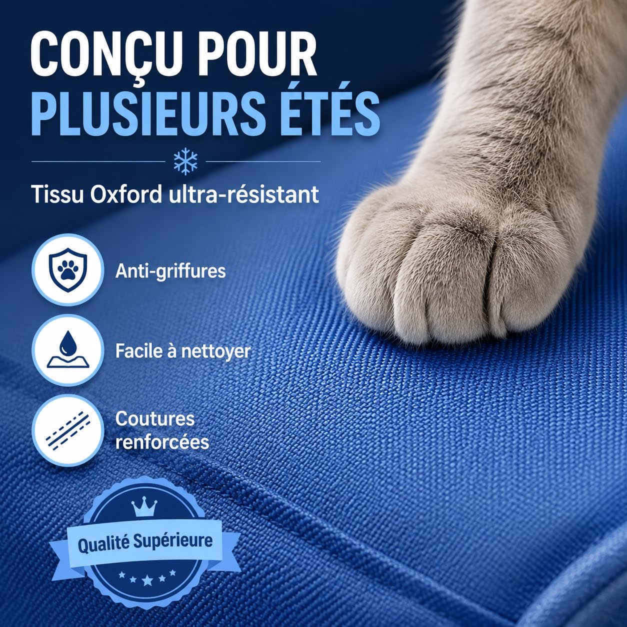Maison Rafraîchissante pour Chat et Petit Chien – Lit Climatisé avec Poches pour Blocs de Glace – Niche Fraîche Pliable en Tissu Oxford – Couchage Été Anti-Chaleur Taille L