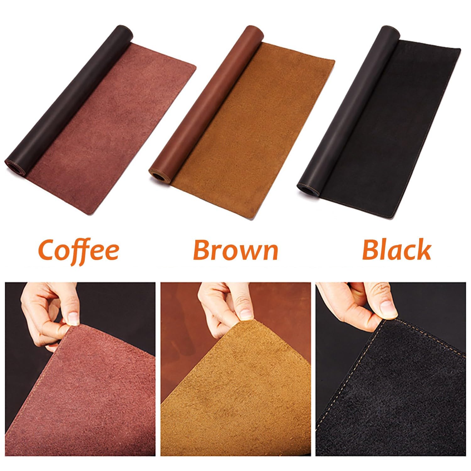 Schreibtischunterlage aus Echtleder für Desktop und Laptop Rutschfeste, dicke Tastaturunterlage Schreib- und Mauspad fürs Homeoffice(Coffee,100x50cm)