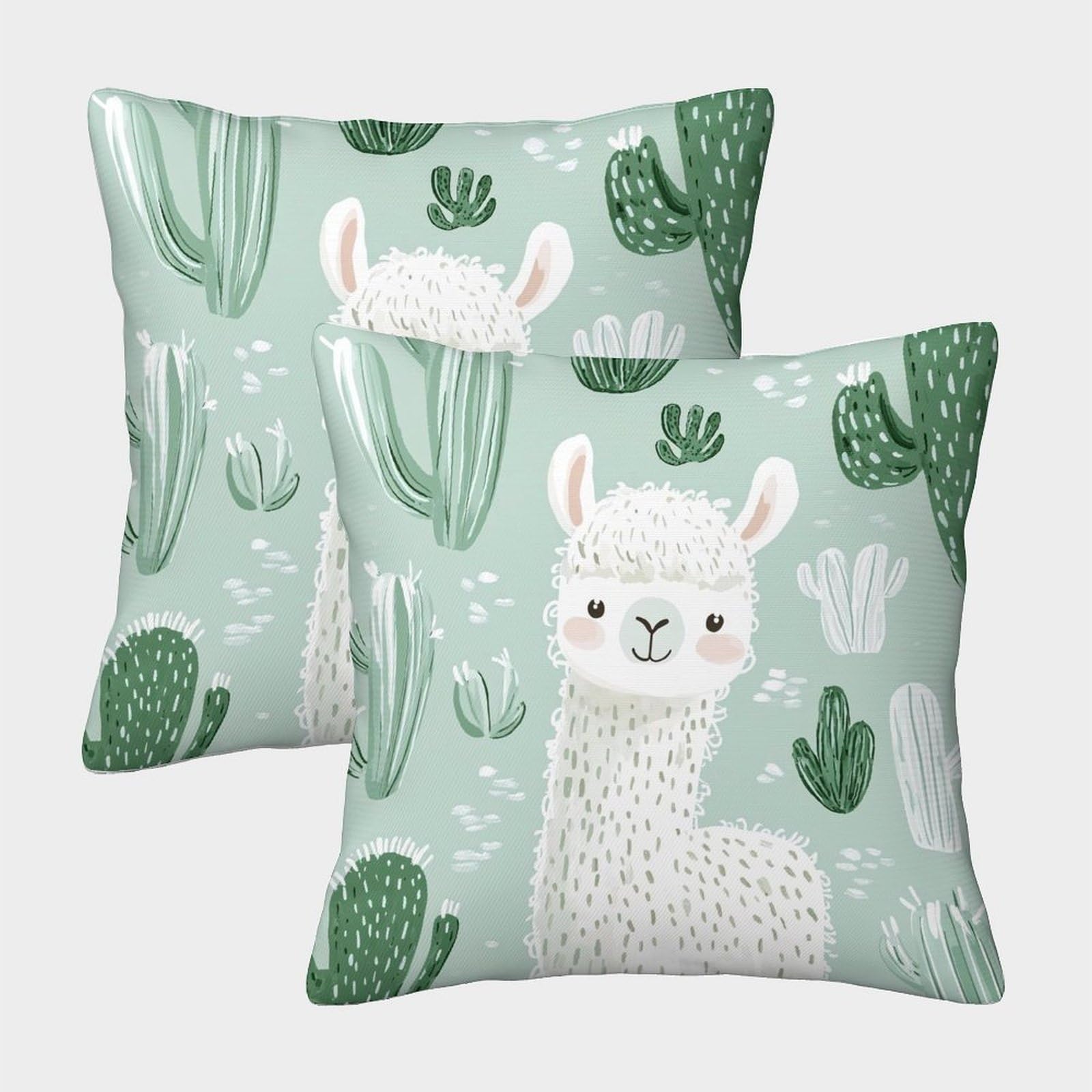 QFVANSIYO Cute Alpaca Cactus 3D Printed Microfiber Pillowcase Adult Bedroom Decor Alpaca Pillow Cover Washable Gift 45x45cm