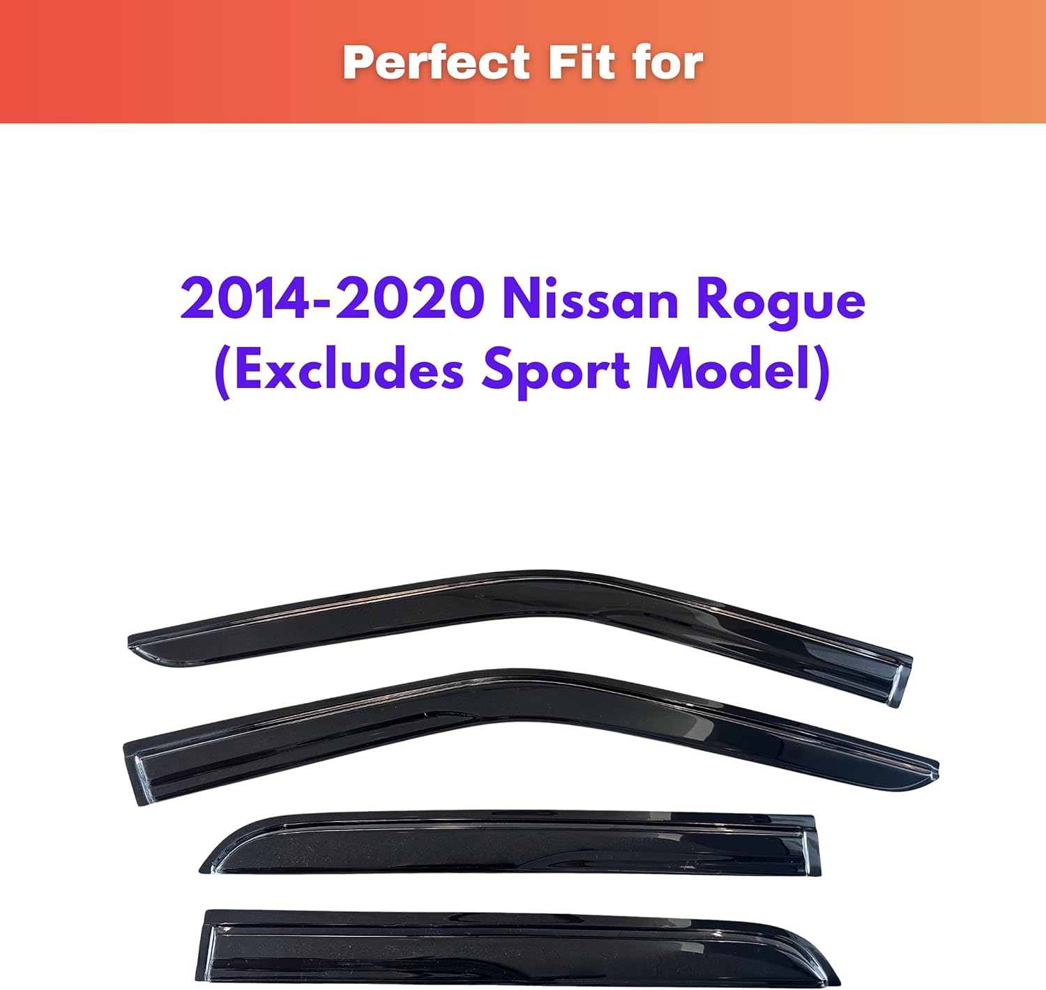 KPY Rain Guards Fit for 2014-2020 Nissan Rogue, Out-Channel Window Visors Vent Wind Deflectors 4PC, Car Accessories for 14-20 Rogue (Excludes Sport Model) 2014-2020 Rogue