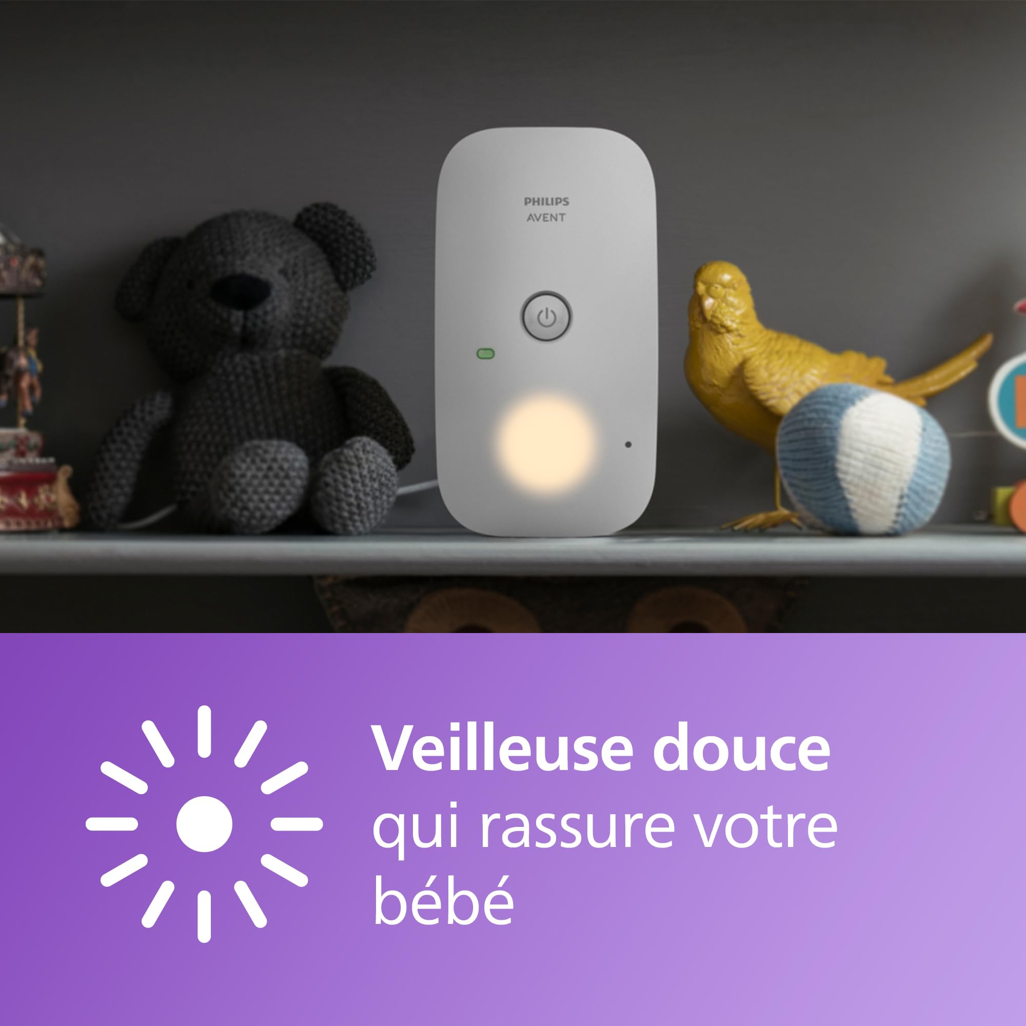 Philips Avent SCD503/26 Écoute-bébé audio bidirectionnel DECT portée 330 m autonomie 24h Smart ECO veilleuse