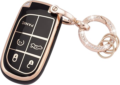 Funda para llavero Jeep con llavero brillante, 3, 4, 5 botones, carcasa de TPU suave, compatible con Jeep Grand Cherokee Compass Renegade Cherokee