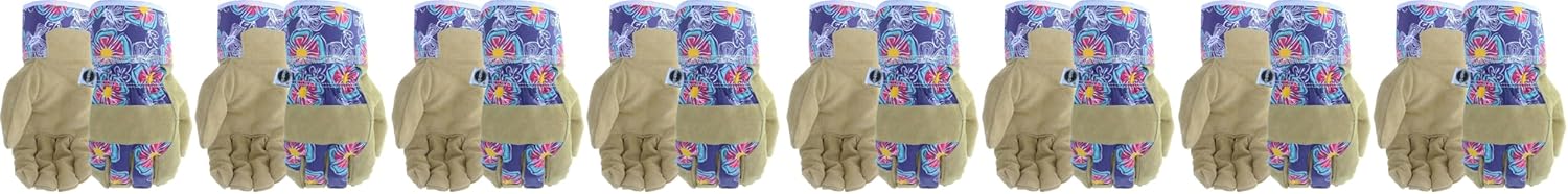 Miracle-Gro MG23011 Landscaping Work Gloves - [1 Pair, Small/Medium] Purple/Floral Print, Split Cowhide Leather Gloves