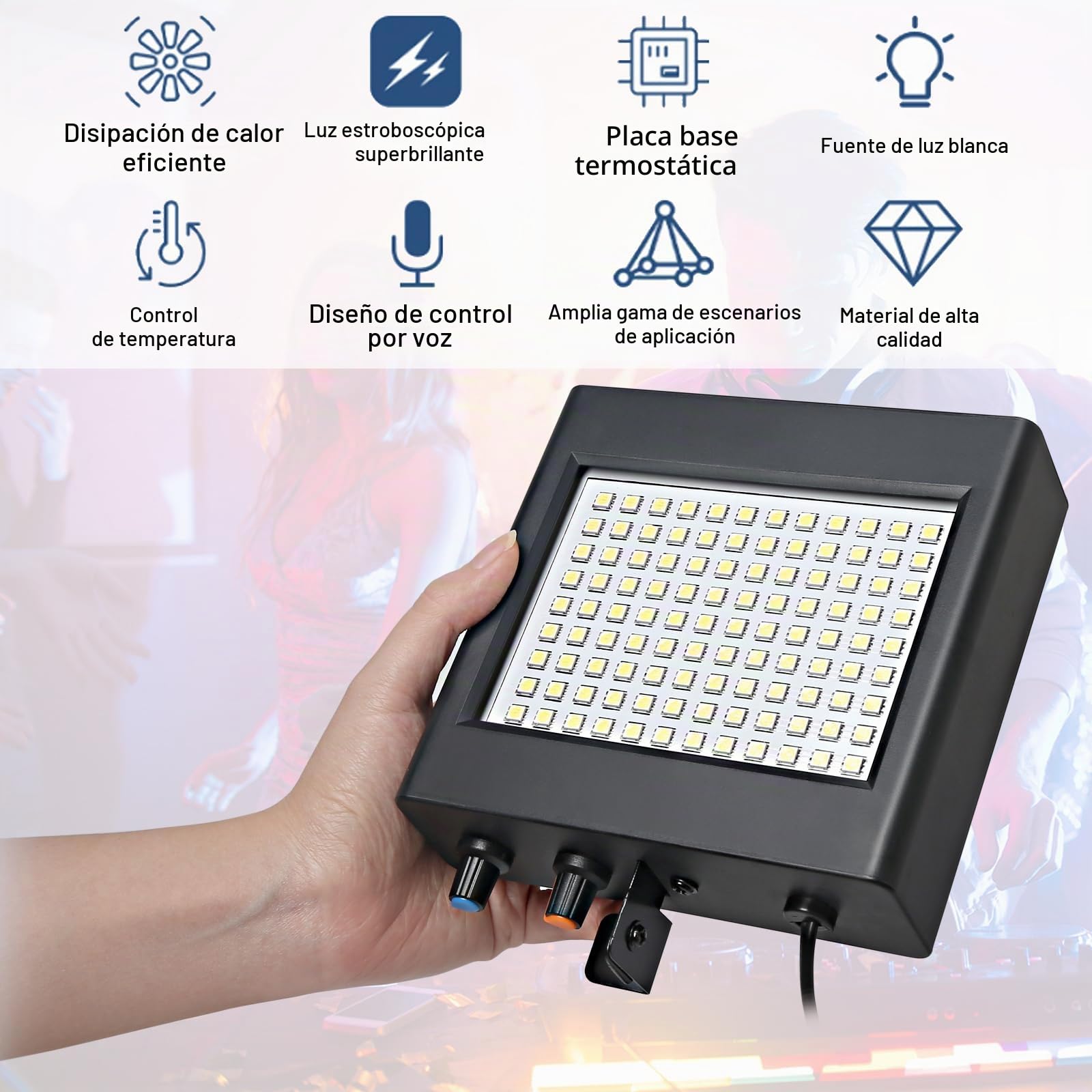 108Led Mini Luz Estroboscopica Discoteca, Luces Estroboscópicas Blanco Discoteca Luz Flash de Discoteca para Casa, Flash Discoteca Luz Estroboscópica Luz Parpadeante Usar con Liquido Maquina de Humo