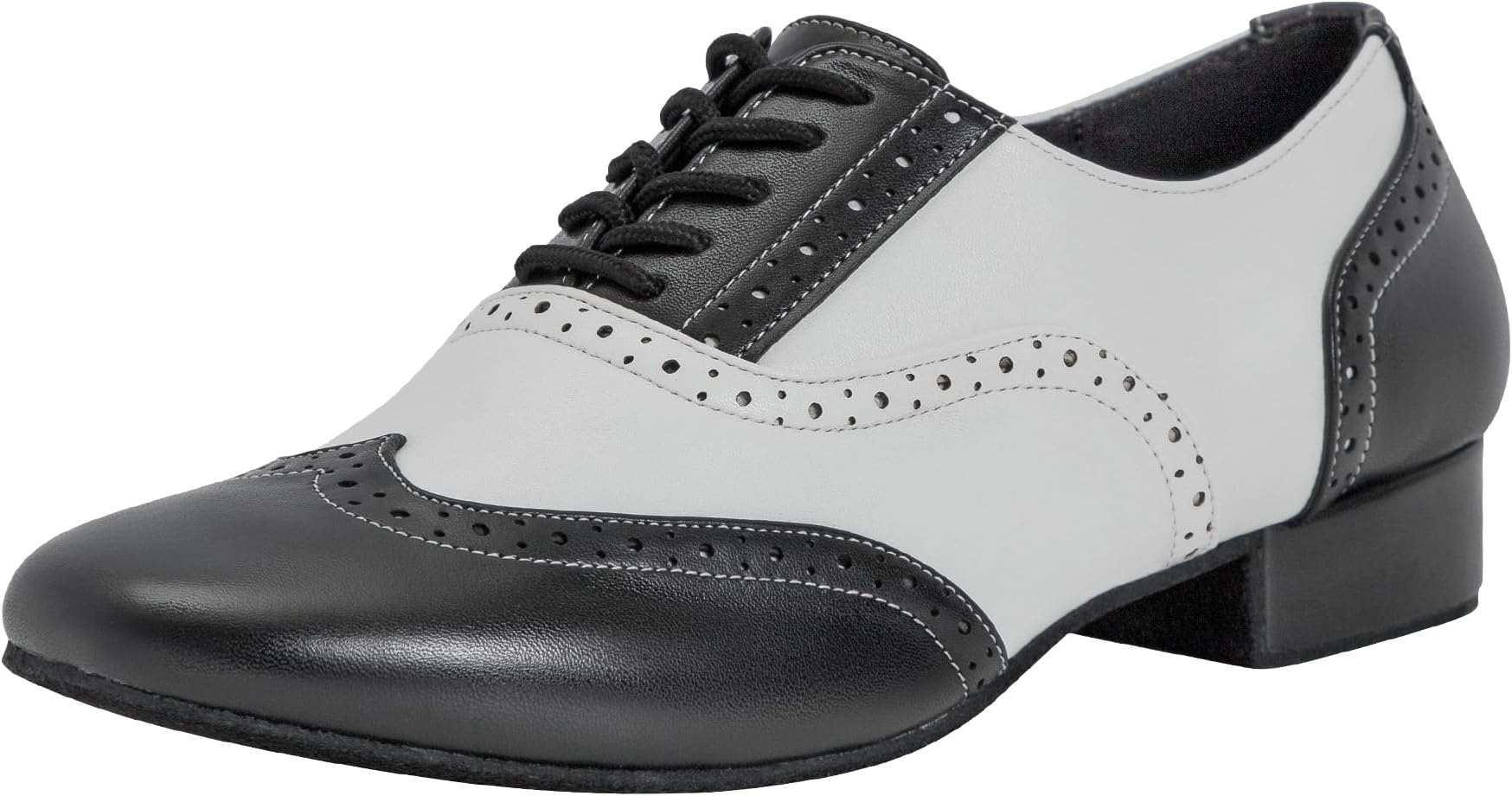 Linodes Men's Latin Dance Shoes 1 Inch Leather Sole Ballroom Salsa Tango Waltz Character Shoe-Colorful