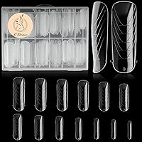 Vista 9 de 120 formas de uñas dobles, extensión larga de almendra, formas de uñas de poligel, cobertura completa, moldes de uñas reutilizables, 12 tamaños