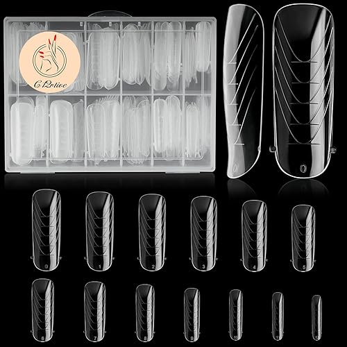 130 piezas de formas de uñas dobles, extensión ovalada plana, formas de uñas de gel de polietileno, cobertura completa, moldes de uñas