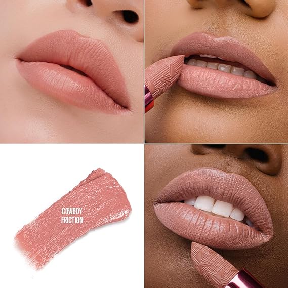 Jeffree Star Cosmetics Shiny Trap Lipstick, 13 Shades Collection, Creamy Formula, High Shine Finish, Nourishing with Pomegranate & Jojoba Oil, 0.11 oz (Cowboy Friction)