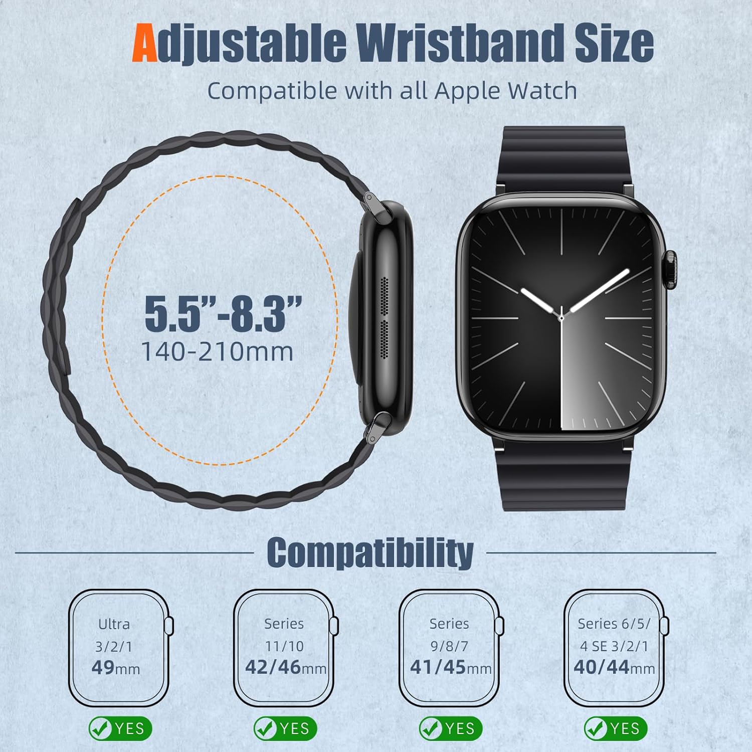 Reversible Magnetic Watch Band Compatible with Apple Watch Series 11 10 9 8 7 6 5 4 Ultra 3/2/1 SE for Men, Double Sided Wearable Silicone Sport Wrist Strap for iWatch 49mm 46mm 45mm 44mm 42mm 40mm - Image 6