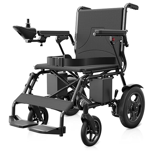POWET Electric Wheelchairs for Adults, Foldable Lightweight Power Wheelchair, 500W Dual Motors, 15 Miles Longer Range, All Terrain Portable Motorized Wheelchair for Seniors Support 350 lbs - 15 Miles-Iron Frame Lead Acid