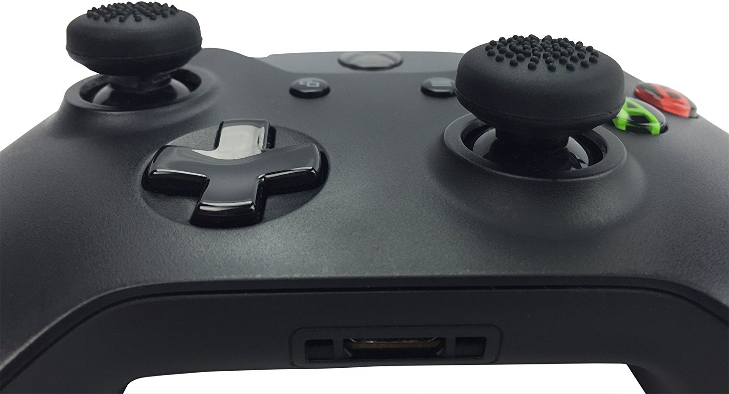 Sweat Free 100% Silicone Raised Antislip Rubber (8 grips) Thumbstick Grips for Xbox One / One S Wireless Controller by E-MODS GAMING-BLACK