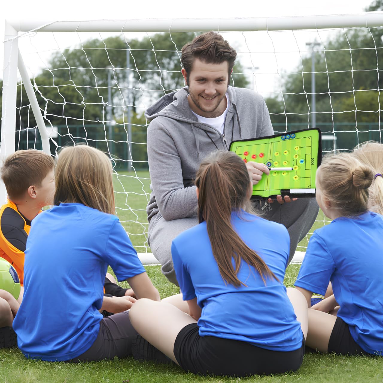 Magnetic Soccer Coaching Board with Zipper Portable 16.5X11 Inch Soccer Training Clipboard for Marking and Player Positioning