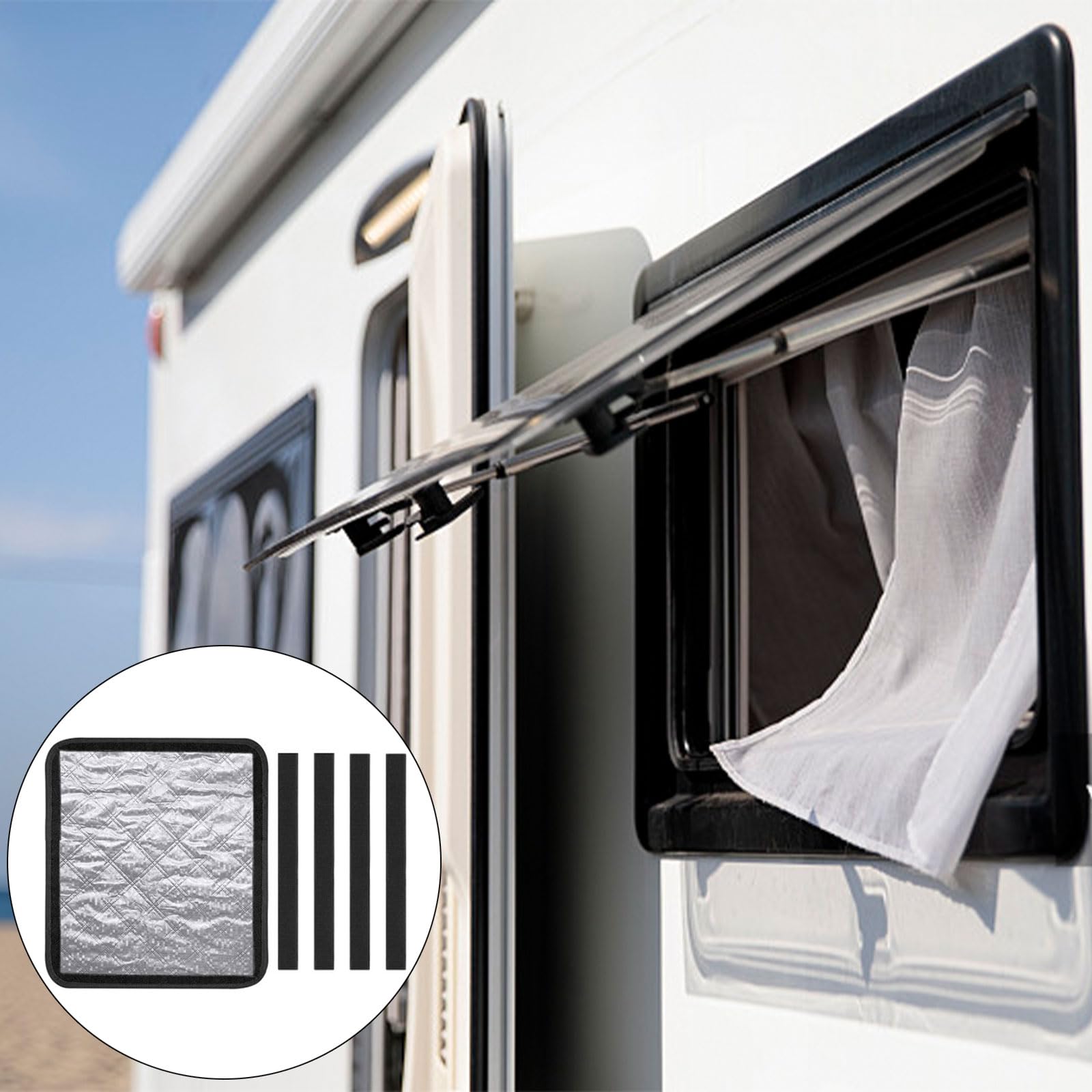 Pare-Soleil Imperméable Et Isolant,Housse De Fenêtre De Toit De Camping-Car,Pliable Occultante Pare-Soleil,Couverture De Puits De Toit De Camping-Car,Protection De Intimité,40.6*40.6CM,Argenté,Kiuiom