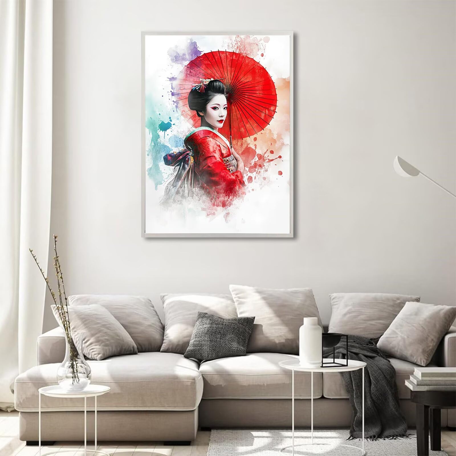 Diamond Painting Rot, Japanischer Stil Diamond Painting Erwachsene 5D Eckige Steine Full Drill Diamond-painting, DIY Kreuzstich Bastelset Kreativ Set für Erwachsene, Home Wand Dekor, 80x120cm,Model760