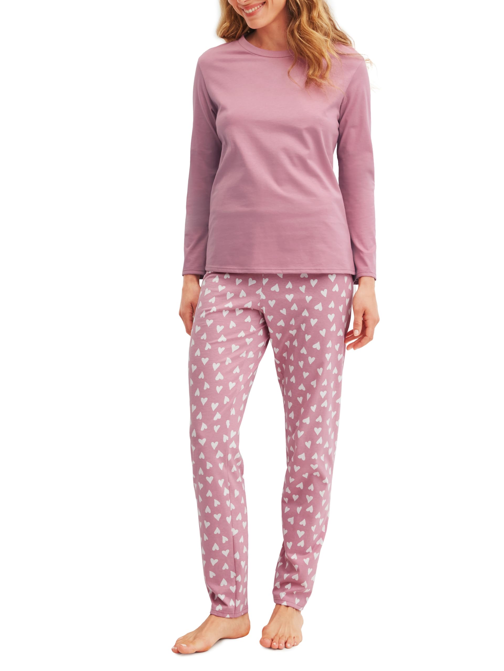 CALIDA Cotton Special Pyjama Damen | langer Schlafanzug aus 100% Baumwolle, atmungsaktiv und klimaregulierend