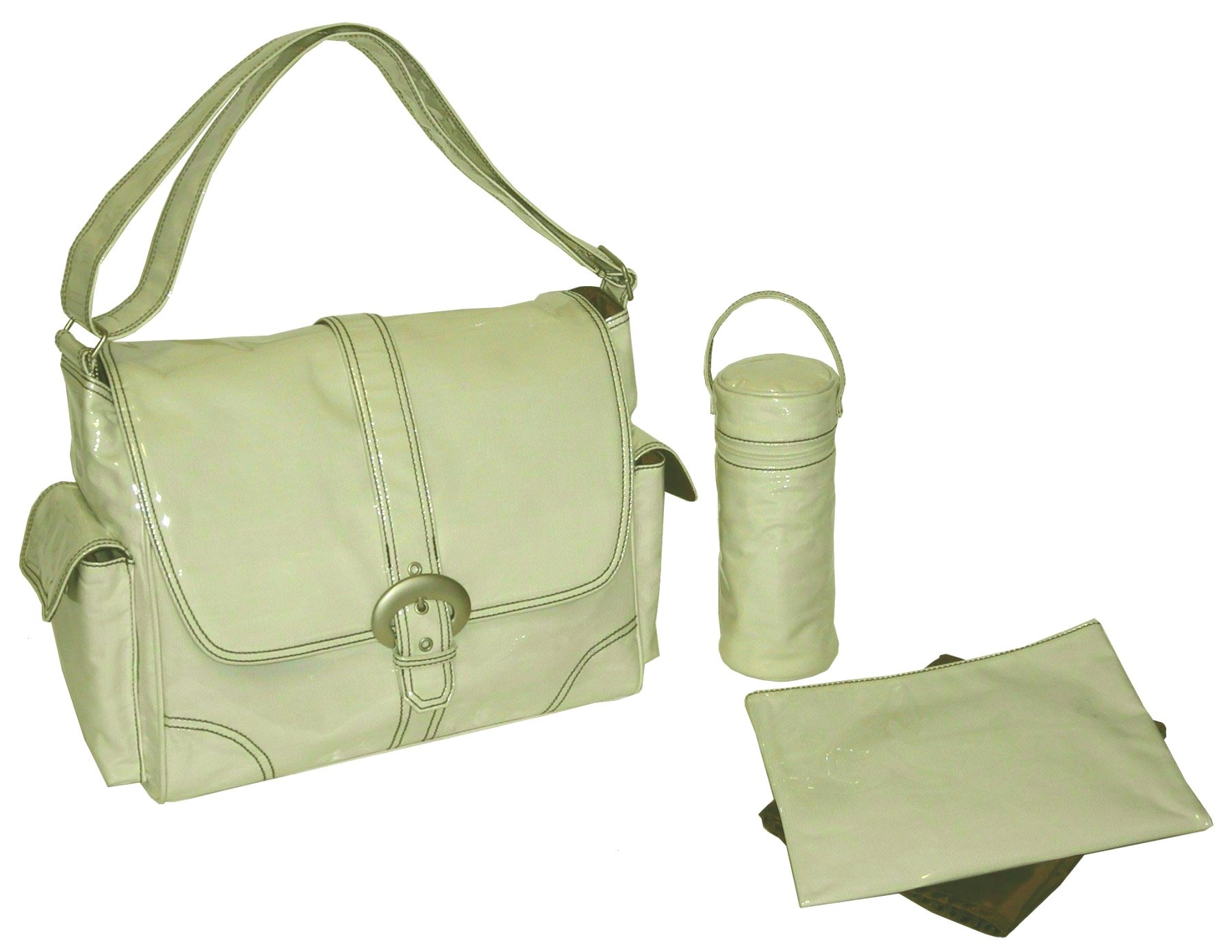 KalencomLaminated Buckle Bag, Cream Corduroy