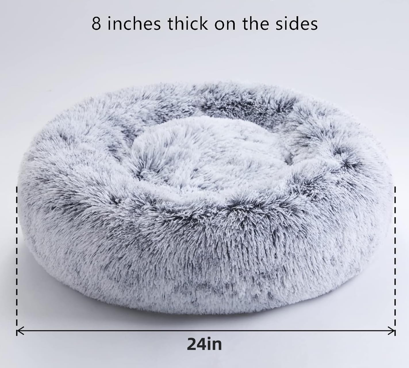 سرير مهدئ للكلاب والقطط، سرير دائري ناعم ومريح ومضاد للقلق، سرير مبطن من الفرو الصناعي المنفوش للكلاب والقطط الصغيرة والمتوسطة من تراسل (61 سم)