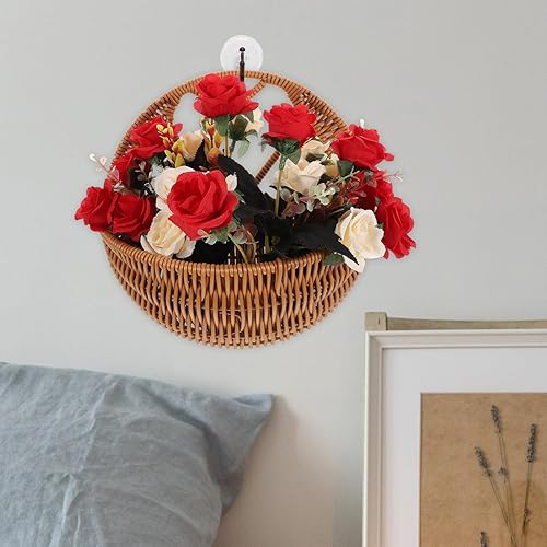 Miniatura 4 de Alipis Cesta para colgar en la pared, cesta de almacenamiento tejida de mimbre, cesta de flores para colgar en la pared, cesta para decoración de