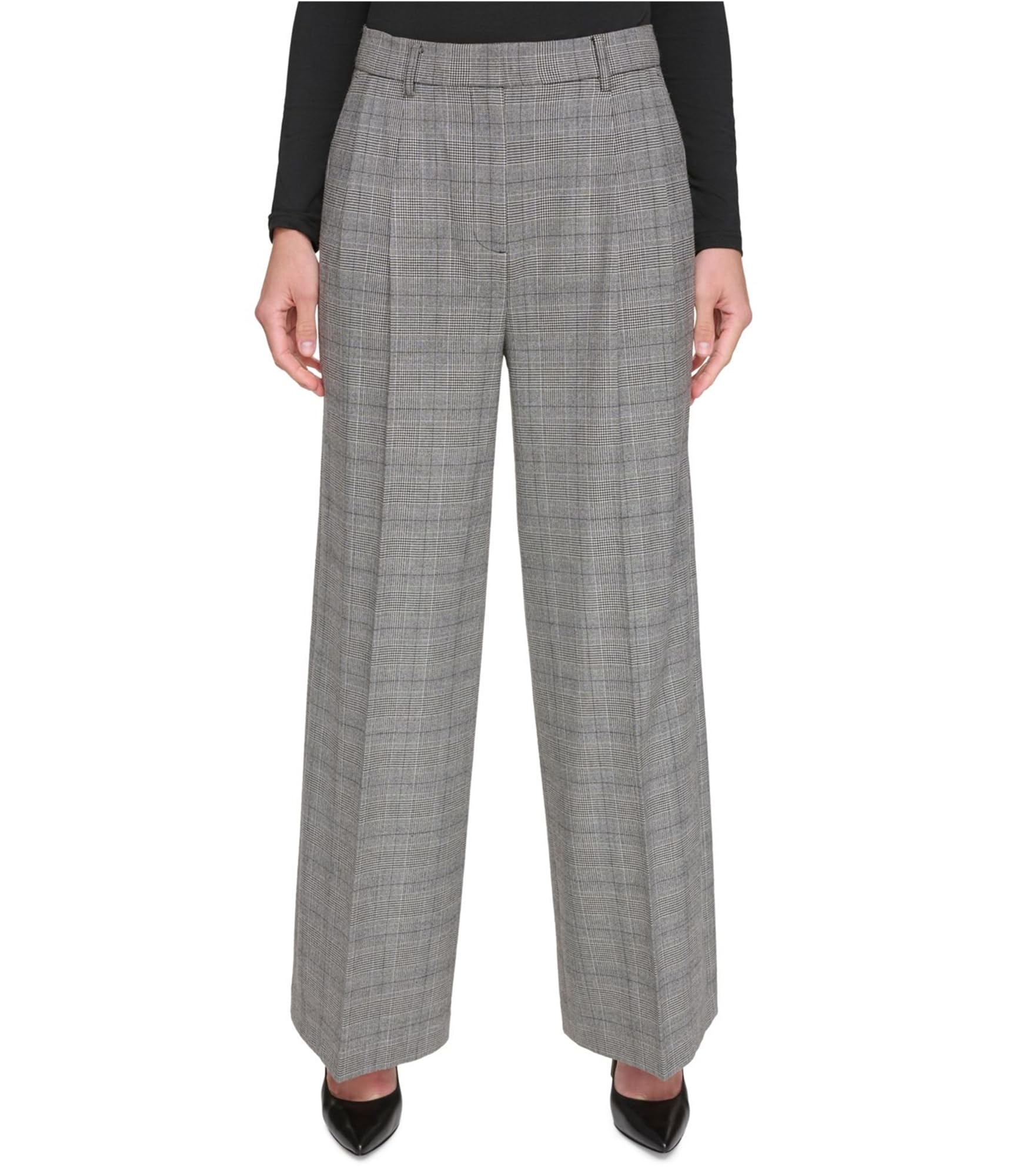 DKNY Womens Wide Leg Casual Trouser Pants Grey Petite 16P