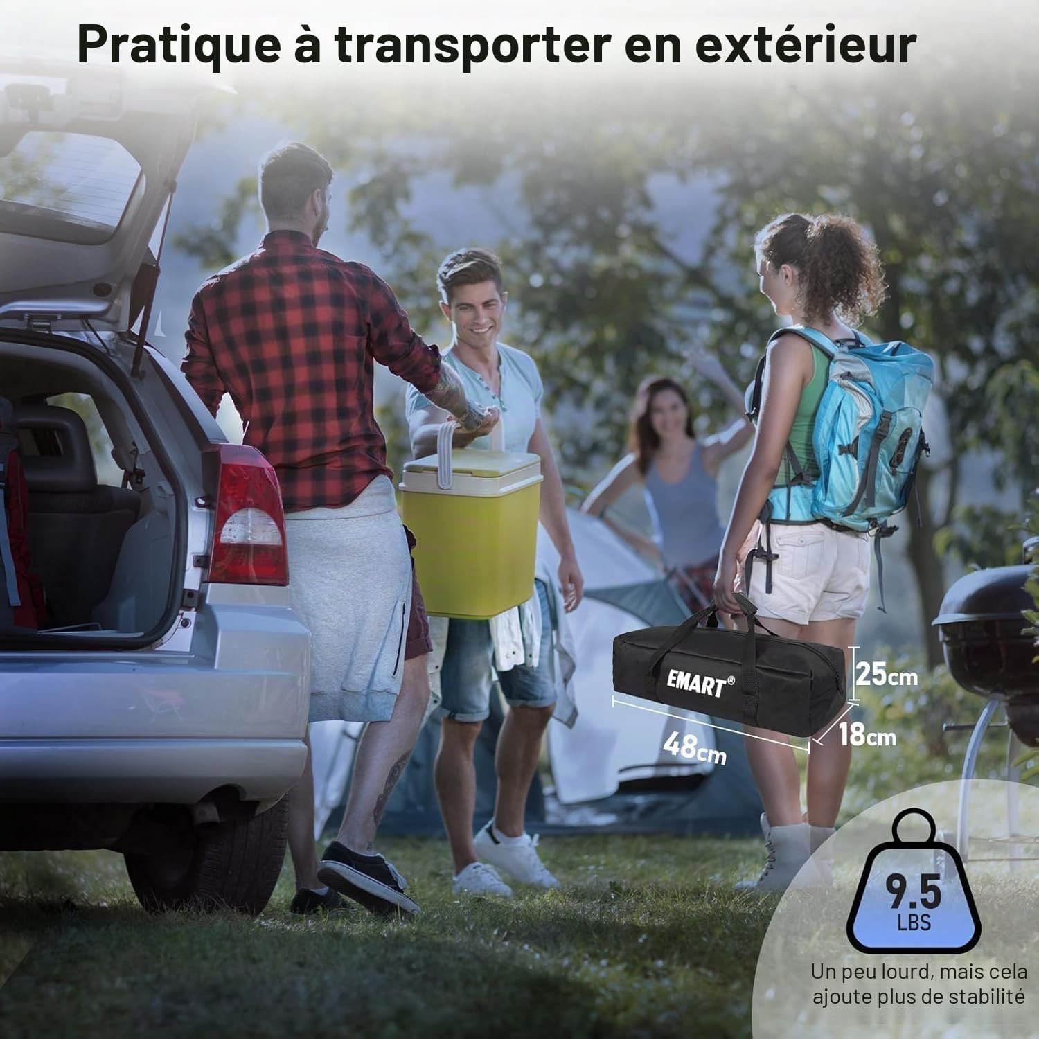 EMART Écran de Projection avec Support 100 Pouces, Écran Videoprojecteur Portatif 16:9 4K Avant et Arrière HD, Toile de Projection sur Pied pour Cinéma Maison, Bureau