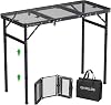 GARLLEN Foldable Grill Table 87 x 40 cm and 3 Height Adjustable 264870 cm Lightweight and Portable Folding Table Camping Table Side Table Garden Table Picnic Table Small Grill Table for