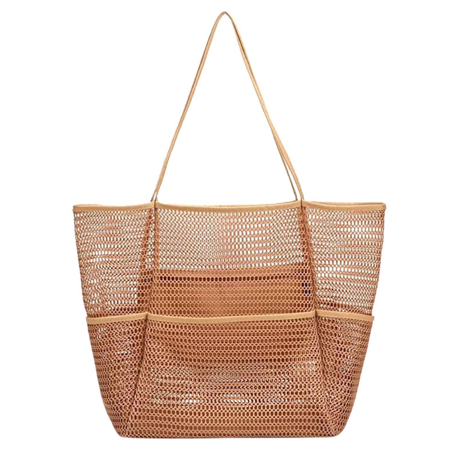Mesh Beach Bags Waterproof Large Sandproof Crochet Beach Bag Beach Bag Tote for Pool Travel Shopping Vacation