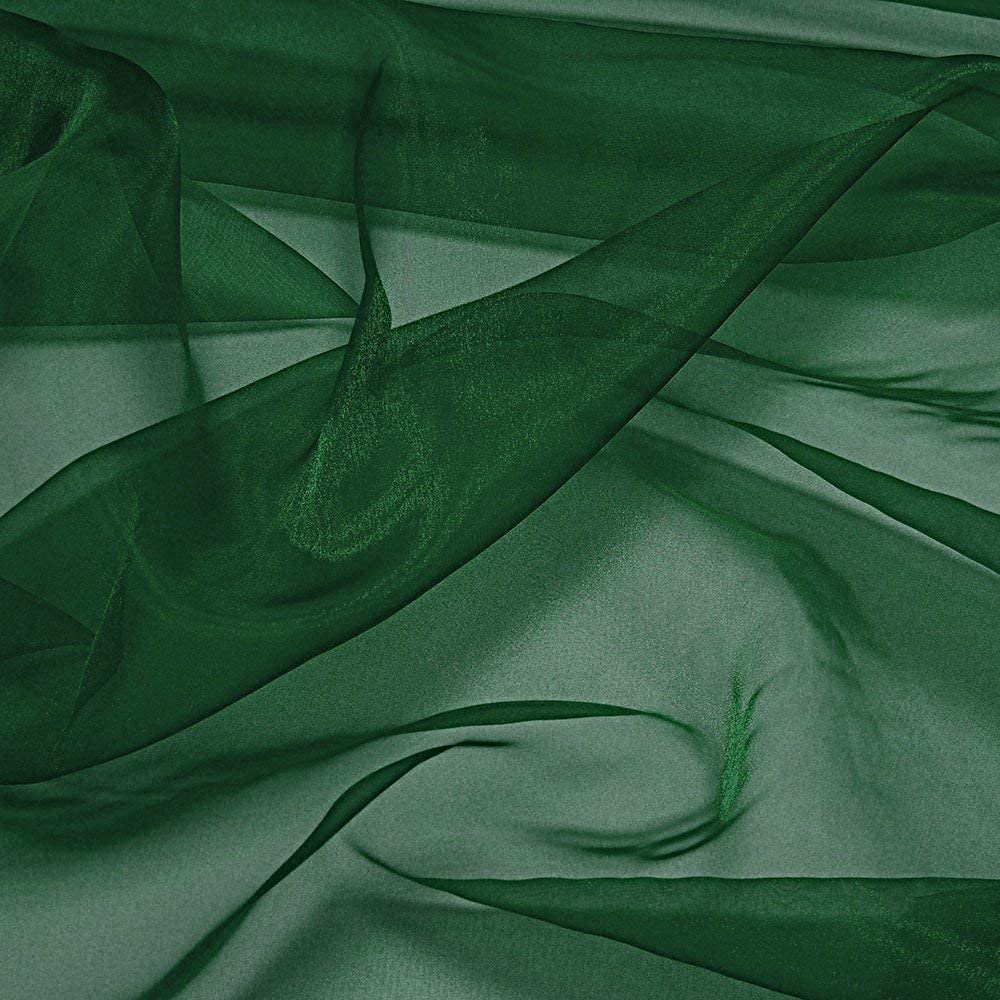 Organza Fabric 5 Yard Bridal Solid Sheer Organza Fabric Bolt for Wedding Dress, Fashion, Crafts, Decorations Silky Shiny Organza 44" - (5 Yard, Hunter Green)
