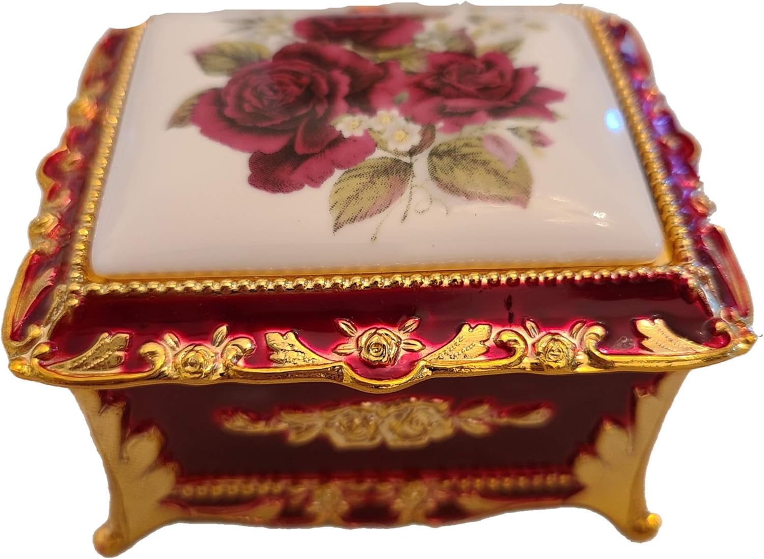 Splendid Music Box Wine Floral Musical Jewelry Box Playing Waltz of The Flowers