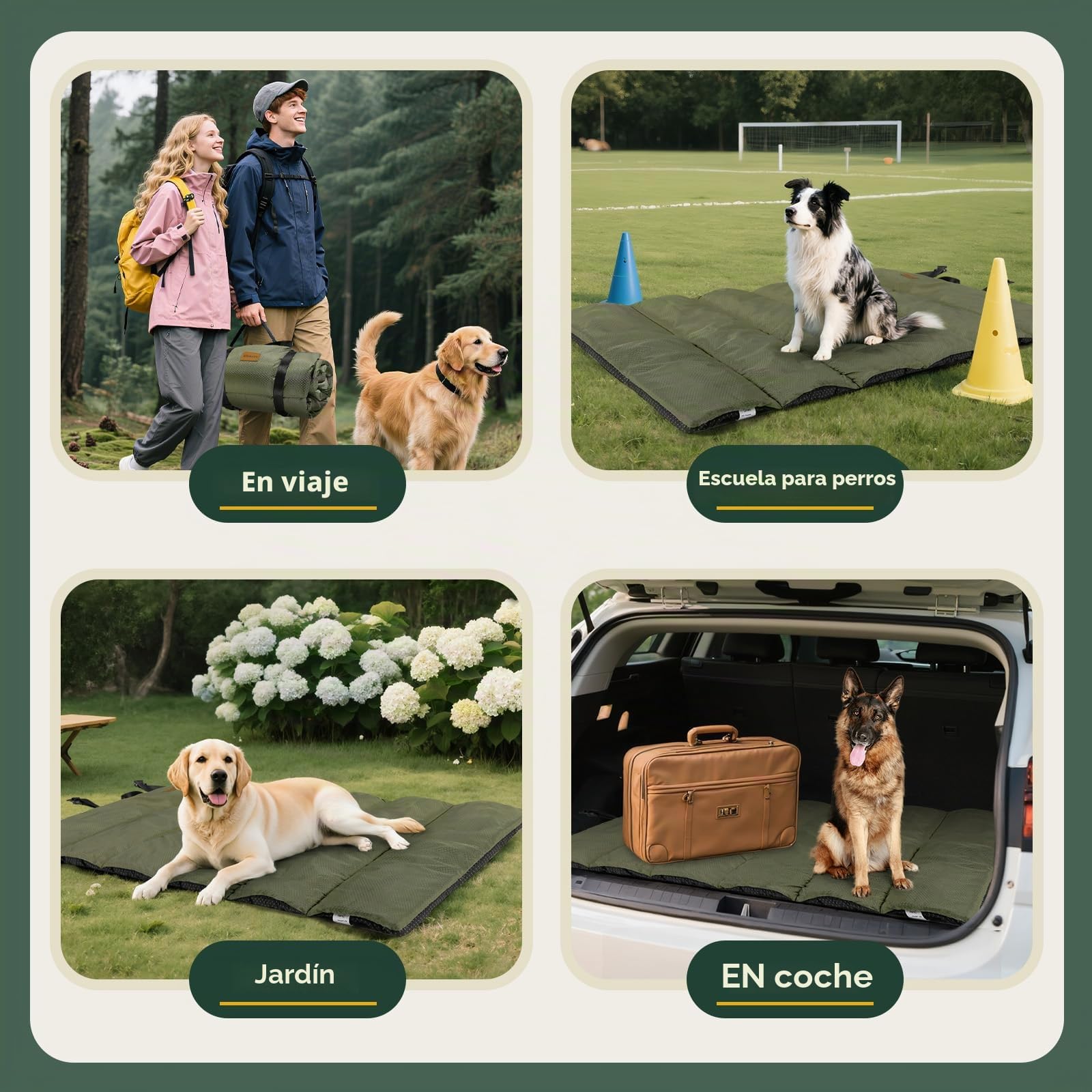 Gimars Cama para Perro de Exterior Mejorada con película Impermeable, fácil de enrollar con Hebilla, Cama de Viaje Grande para Perros medianos y Grandes, portátil, Plegable, Lavable