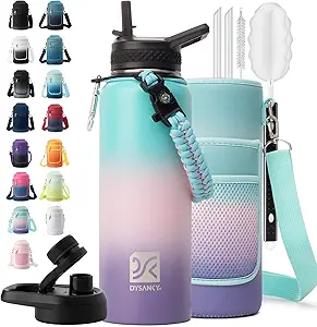 Insulated Water Bottle | Thickened Stainless Steel Vacuum Metal | Portable Sports Water Jug for Gym and Hiking with Straw, Carrier Bag, Handle Strap | BPA-Free 40 oz